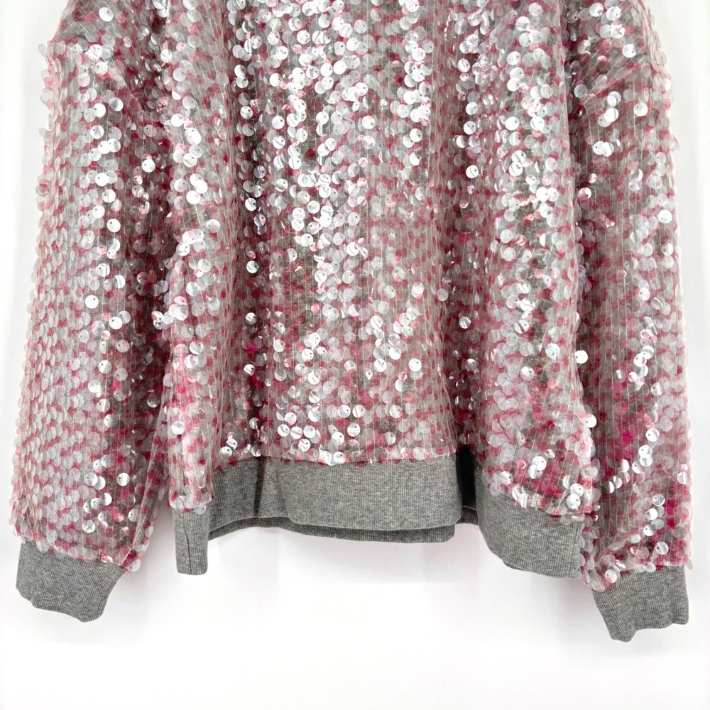 NWT‎ Maeve Sequin Sweatshirt Sz XL Gray Pink Crew Neck Fun Maximalist *Flaw - Picture 11 of 15